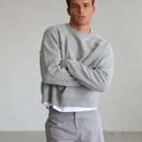 Round Knit Sweater Light Grey