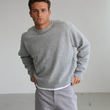 Round Knit Sweater Light Grey