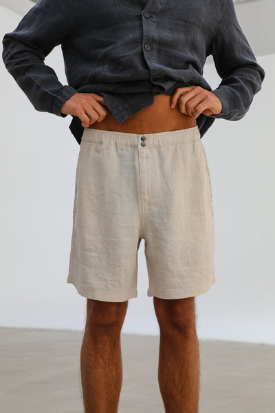 パンツ DAMIR DOMA - Linen Short Pants Linen Short Comfy Pants Beige – Ramsos