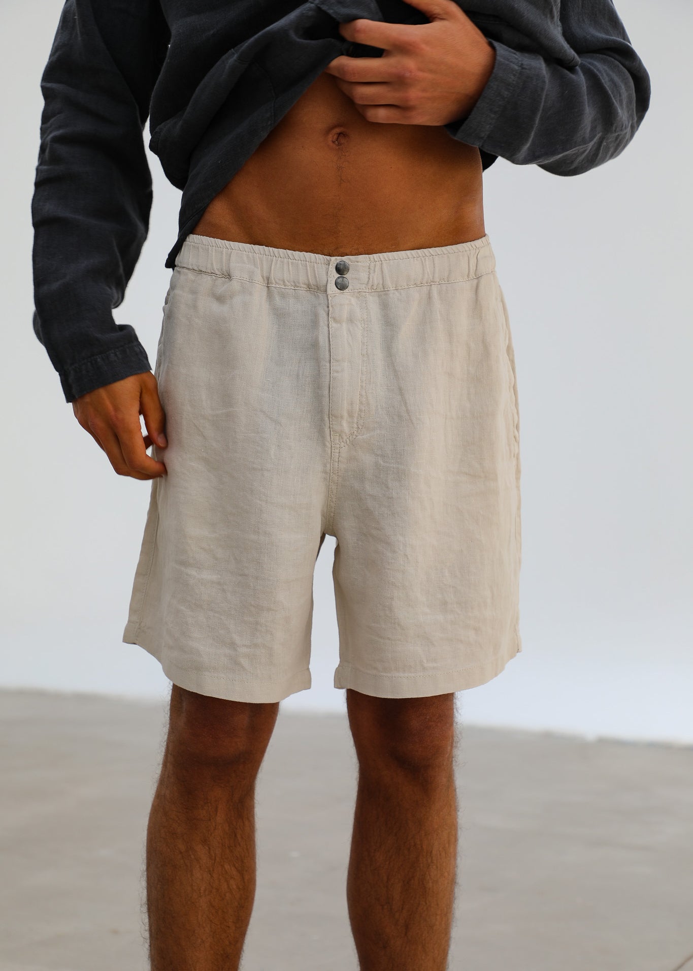 Linen Short Comfy Pants Beige