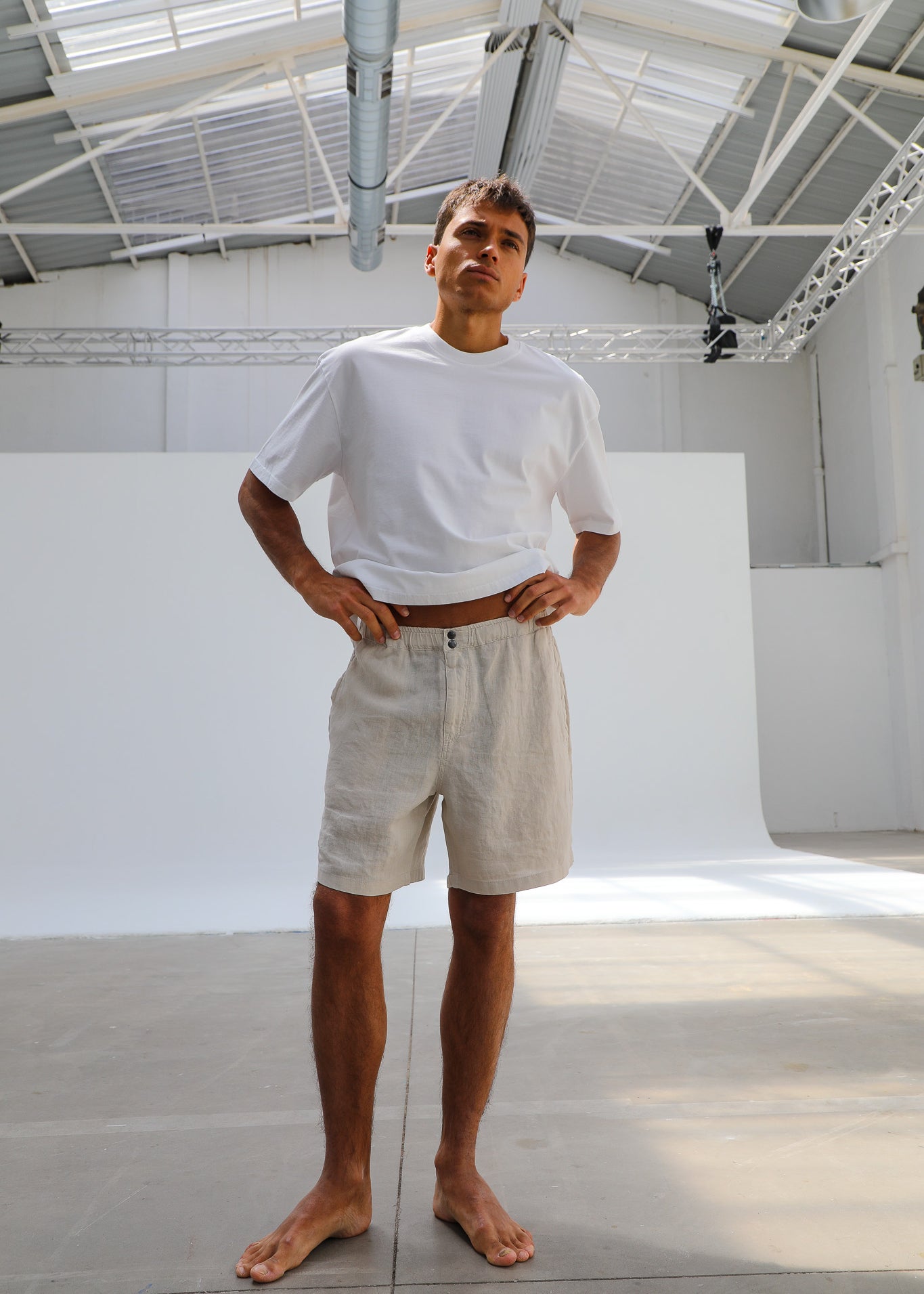 Linen Short Comfy Pants Beige