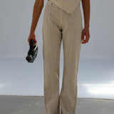 Low Waist Linen Pants Beige