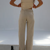 Low Waist Linen Pants Beige