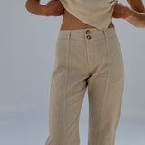 Low Waist Linen Pants Beige