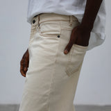 Wide Denim Seams Pants Beige
