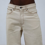 Wide Denim Seams Pants Beige