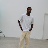 Wide Denim Seams Pants Beige
