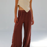 Linen Elastic Pants Burgundy