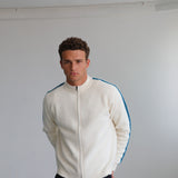 Stripes Zip Knit Sweater Natural
