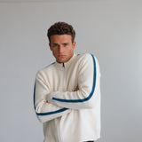Stripes Zip Knit Sweater Natural