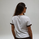 Short Ringer T-Shirt Brown & White
