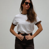 Short Ringer T-Shirt Brown & White
