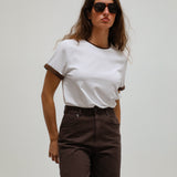 Short Ringer T-Shirt Brown & White
