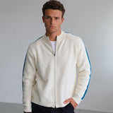 Stripes Zip Knit Sweater Natural