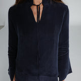 Lace Cupro Blouse Navy