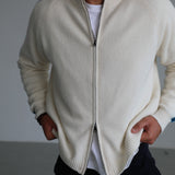 Stripes Zip Knit Sweater Natural