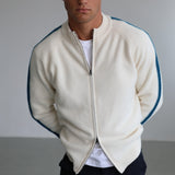 Stripes Zip Knit Sweater Natural