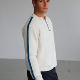 Stripes Zip Knit Sweater Natural