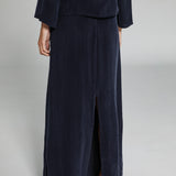 Maxi Cupro Skirt Navy