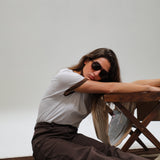 Short Ringer T-Shirt Brown & White