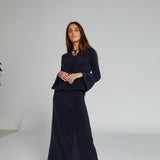 Lace Cupro Blouse Navy