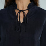 Lace Cupro Blouse Navy