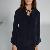Lace Cupro Blouse Navy