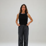 Ringer Tank Top Black & Grey