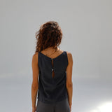 Square Linen Top Petrol