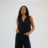 Linen Vest Navy
