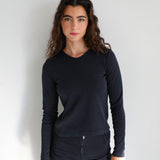 Long V-Neck T-Shirt Navy