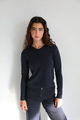 Long V-Neck T-Shirt Navy