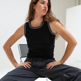 Ringer Tank Top Black & Grey
