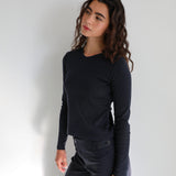 Long V-Neck T-Shirt Navy
