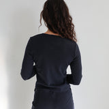 Long V-Neck T-Shirt Navy