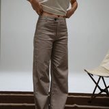 Low Waist Linen Pants Taupe