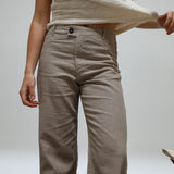 Low Waist Linen Pants Taupe