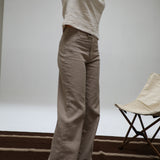 Low Waist Linen Pants Taupe