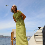 Asymmetric Linen Dress Green
