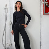 Long V-Neck T-Shirt Navy