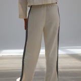 Linen Pants Side Stripes White & Navy