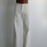 Corduroy Wide Comfy Pants White