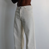 Corduroy Wide Comfy Pants White