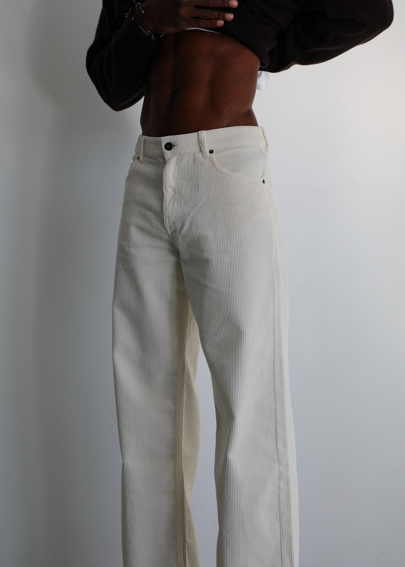 Corduroy Wide Comfy Pants White