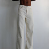 Corduroy Wide Comfy Pants White