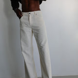 Corduroy Wide Comfy Pants White