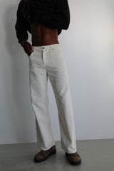 Corduroy Wide Comfy Pants White