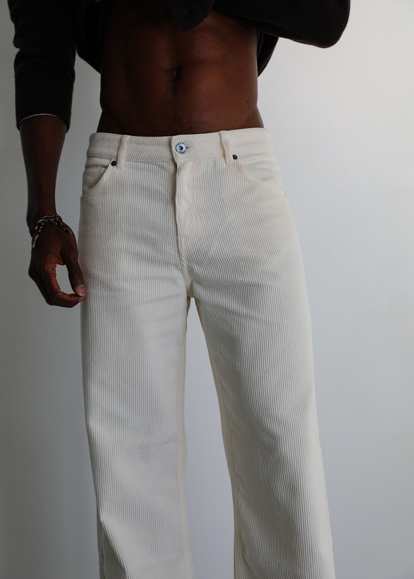 Corduroy Wide Comfy Pants White