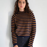 Stripes Knit Sweater Blue & Camel
