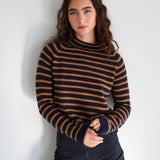 Stripes Knit Sweater Blue & Camel